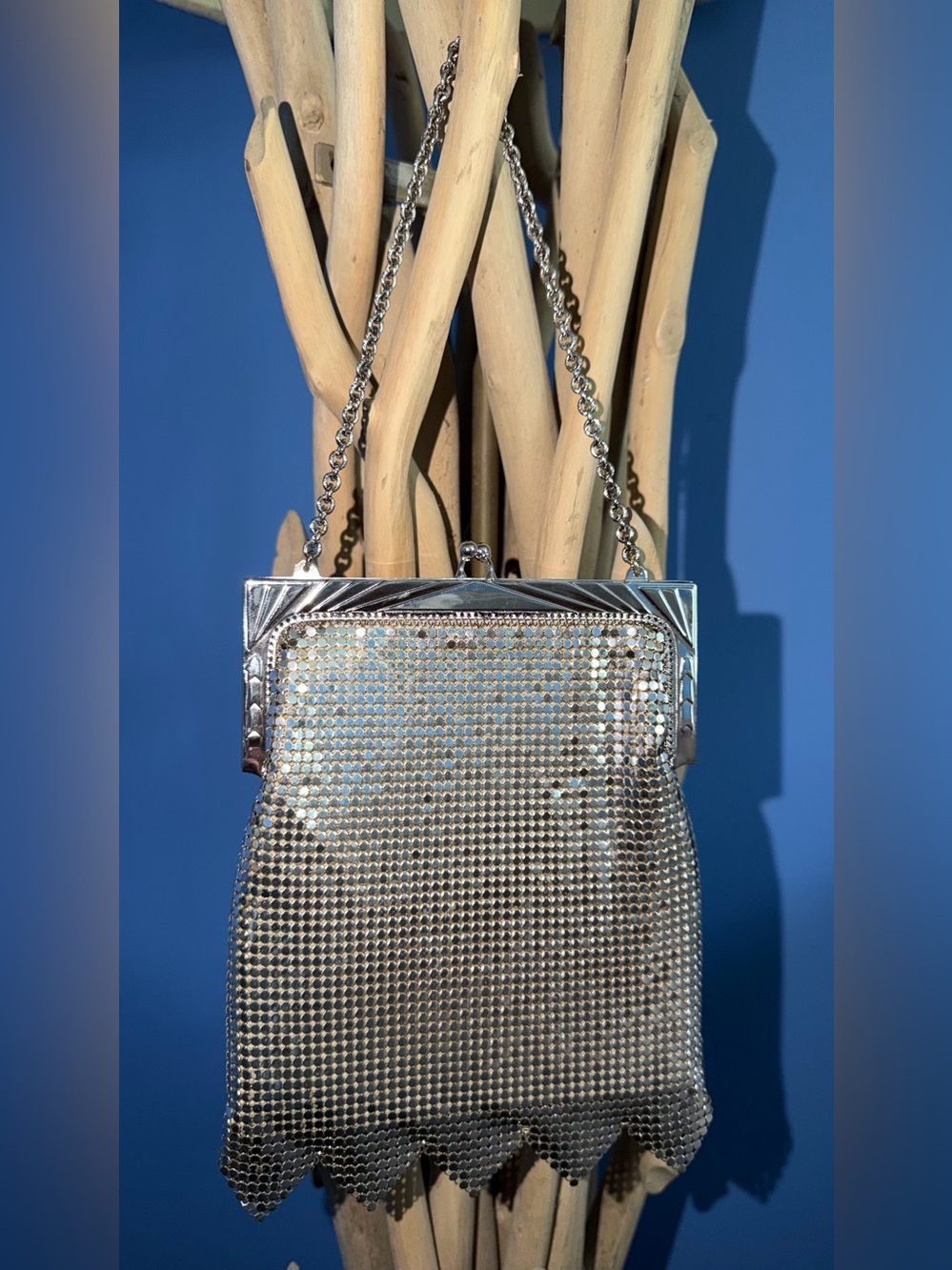 Whiting & Davis Antique Art Deco Silver Mesh Handbag